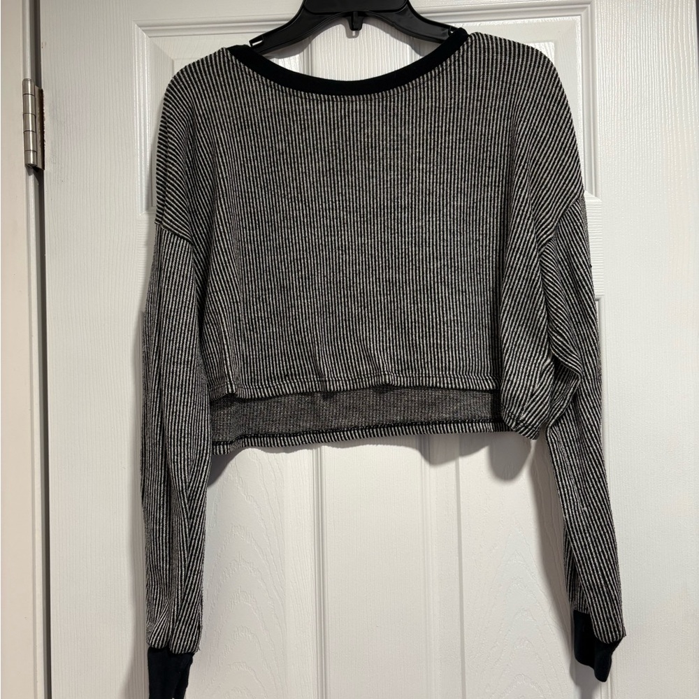 Striped Black and White Cropped Sweater
